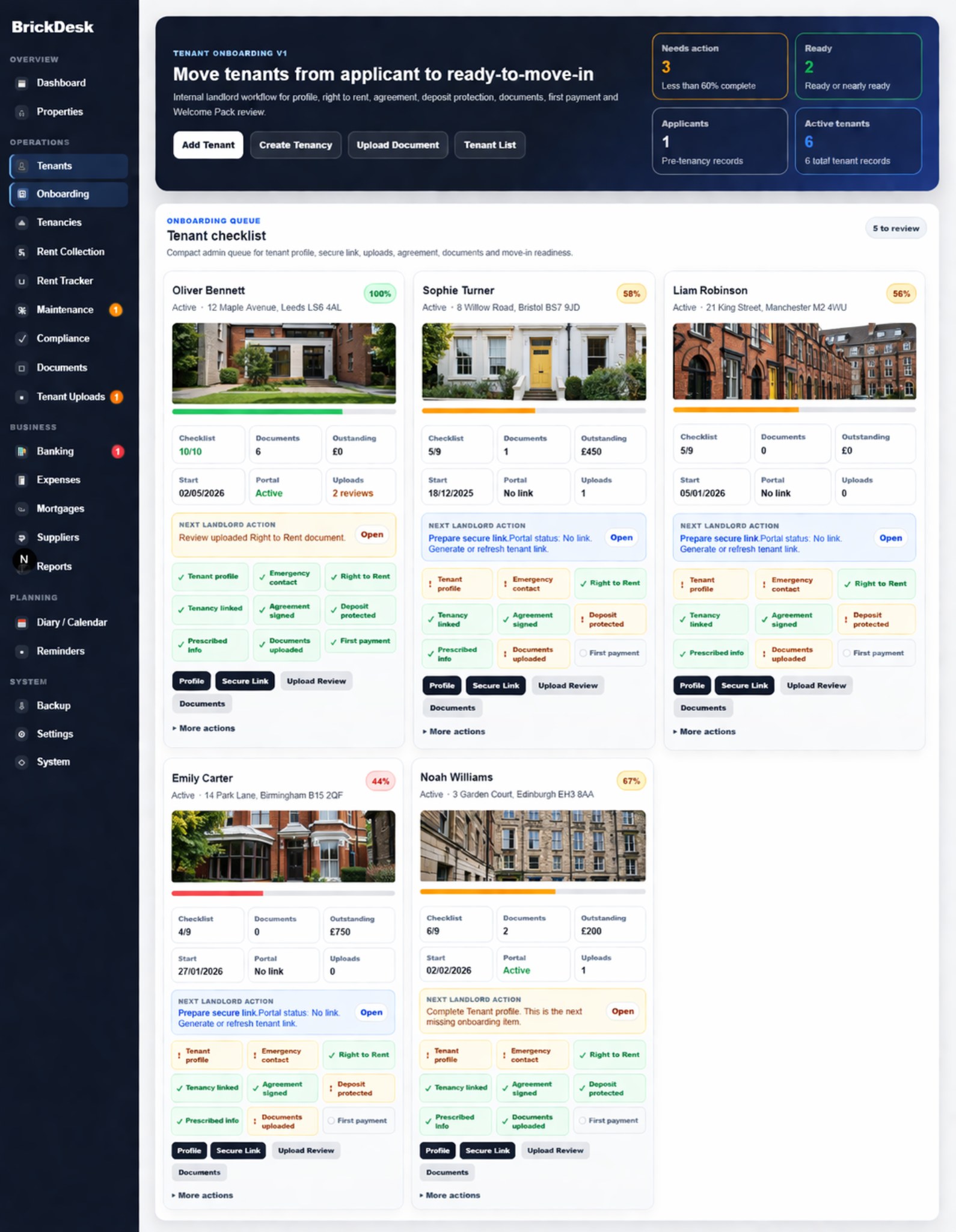 BrickDesk tenant onboarding workflow