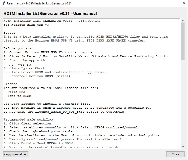HDSM user manual window