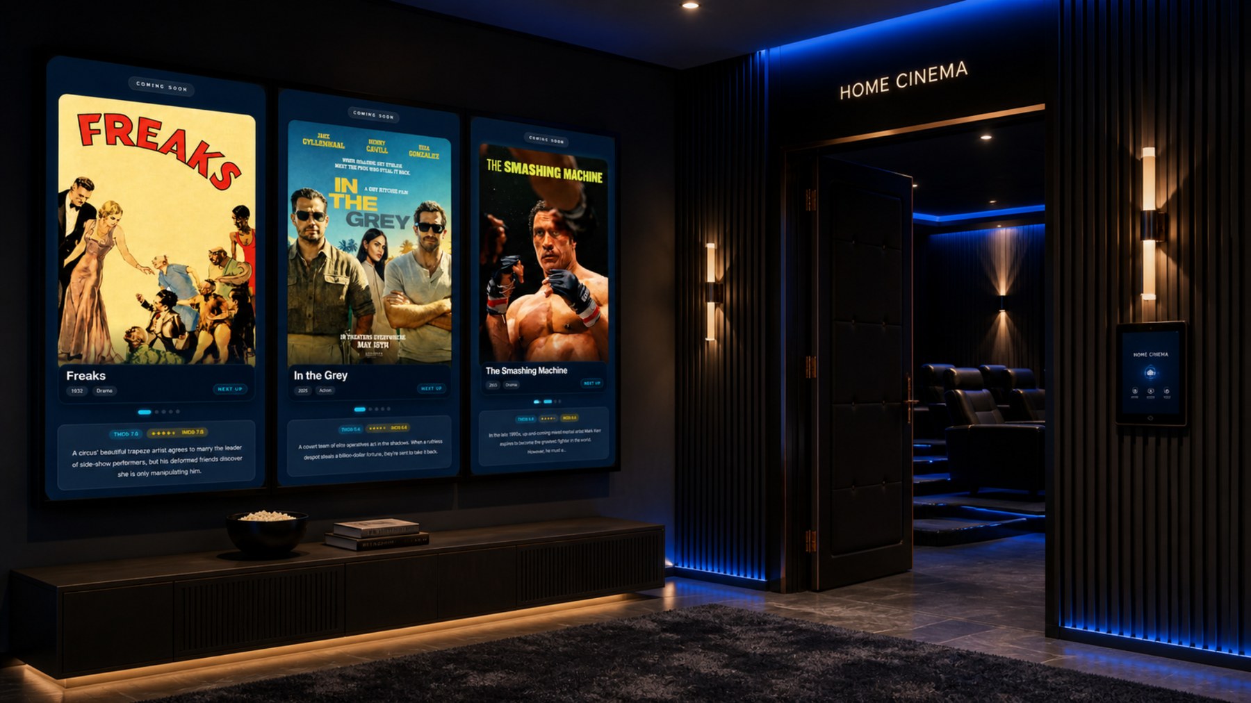 Poster Player displayed in a home cinema room